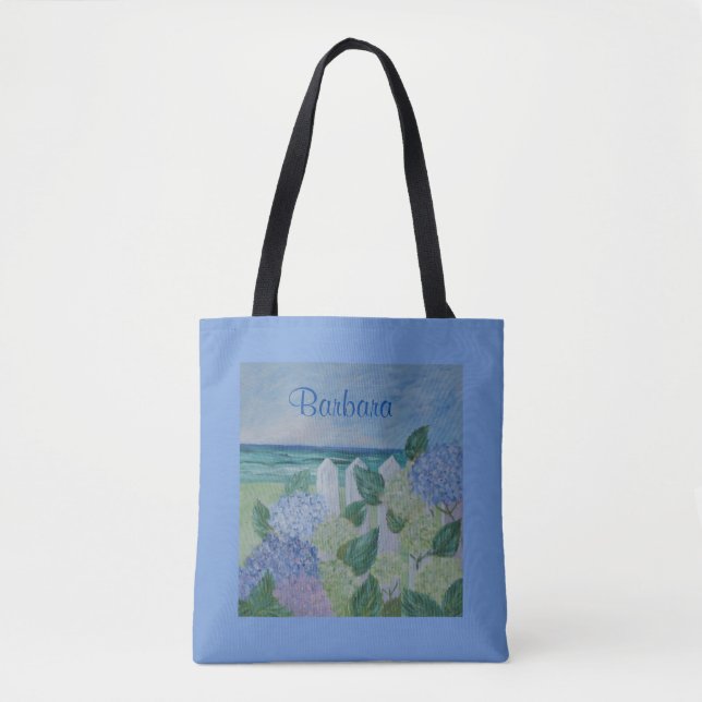 Bolsa Tote Hydrangeas Pelo Casamento Da Praia (Frente)