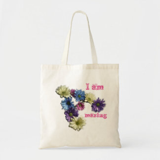 Bolsa Tote I am Amazing flower affirmation