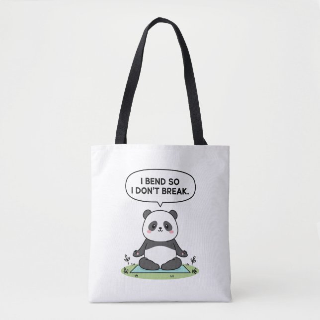 Bolsa Tote “I Bend So I Don’t Break” panda design (Frente)