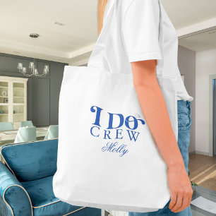 Bolsa Tote I Do Crew Blue Modern Font Bag