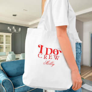 Bolsa Tote I Do Crew Red Modern Font Bag