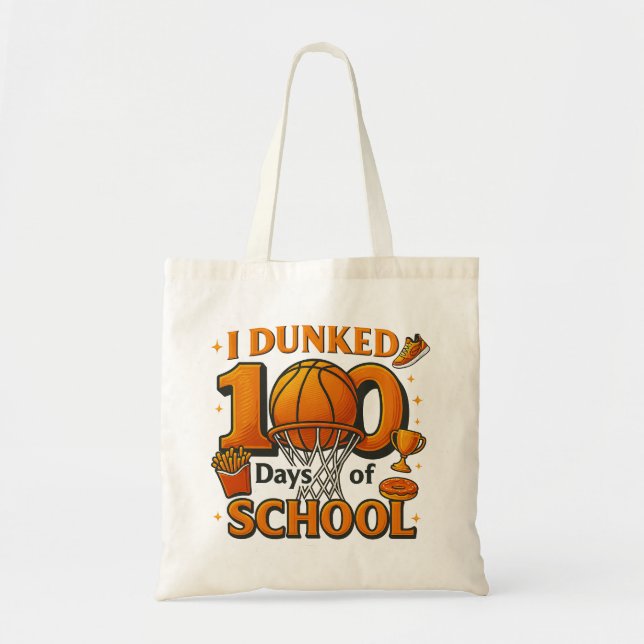 Bolsa Tote I Dunked 100 Days Of School Basketball Student (Frente)