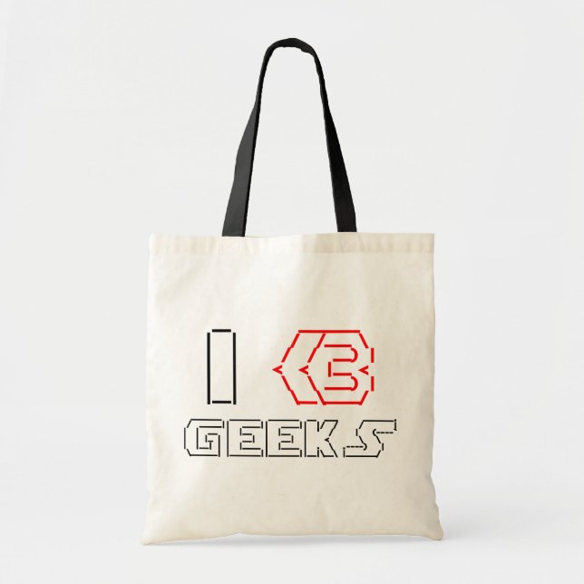 Bolsa Tote I Heart Geeks ASCII ART (Frente)