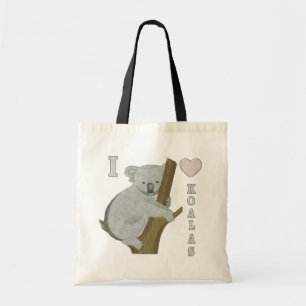 Bolsa Tote I Heart Koalas Felpudos Animais AUSTRÁLIA