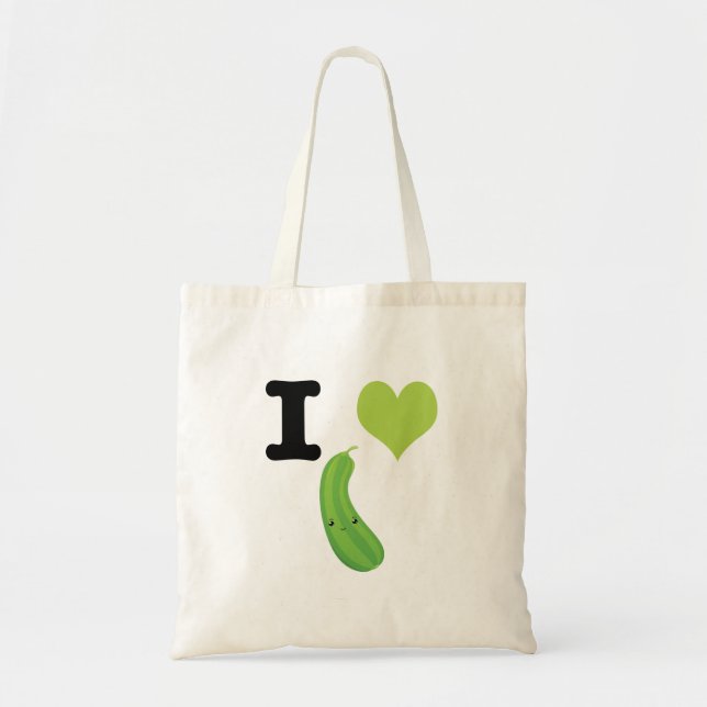 Bolsa Tote I Heart Zucchini Cute Kawaii Zucchini (Frente)