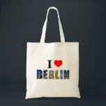 Bolsa Tote I Love Berlin Germany Viagem City Photo<br><div class="desc">Mostre a todos o seu amor pela cidade de Berlim Alemanha com esta bolsa de tote divertida! Contém uma colagem colorida com fotos da Porta de Brandemburgo,  do Muro de Berlim,  do Rio Spree e da cúpula Bundestag.</div>