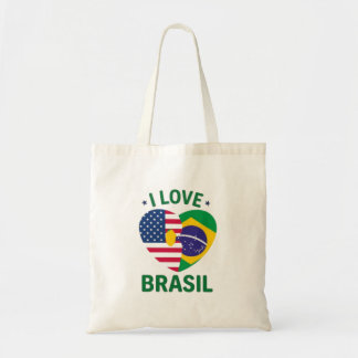 Bolsa Tote I Love Brasil USA Flag Heart