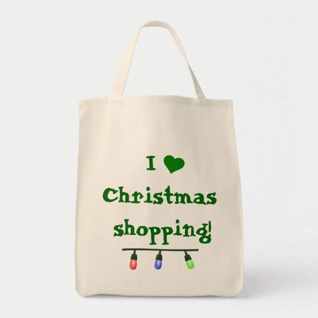 Bolsa Tote I Love (coração) Christmas Comprando (Frente)