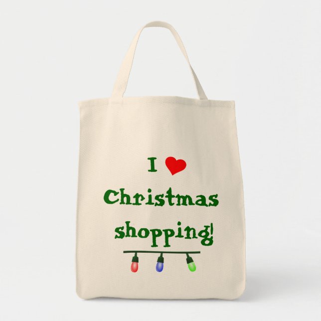 Bolsa Tote I Love (coração) Christmas Comprando (Frente)
