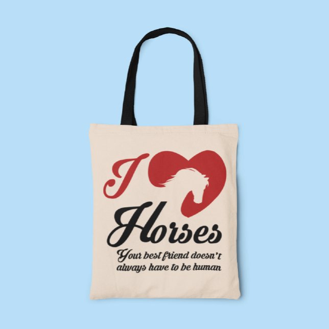 Bolsa Tote I Love/Heart Horses (Criador carregado)