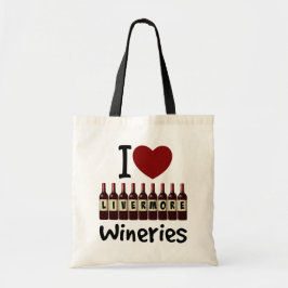 Bolsa Tote I Love Livermore Wineries Heart and Wine Bottles