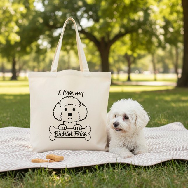 Bolsa Tote I Love My Bichon Frise (Criador carregado)