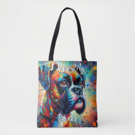 Bolsa Tote I Love My Boxer Pop Art Dog Personalized