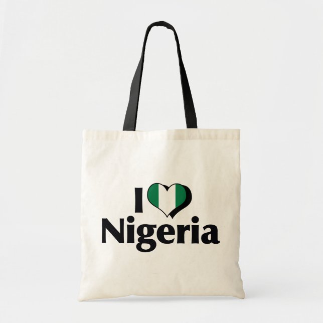Bolsa Tote I Love Nigeria Flag (Frente)