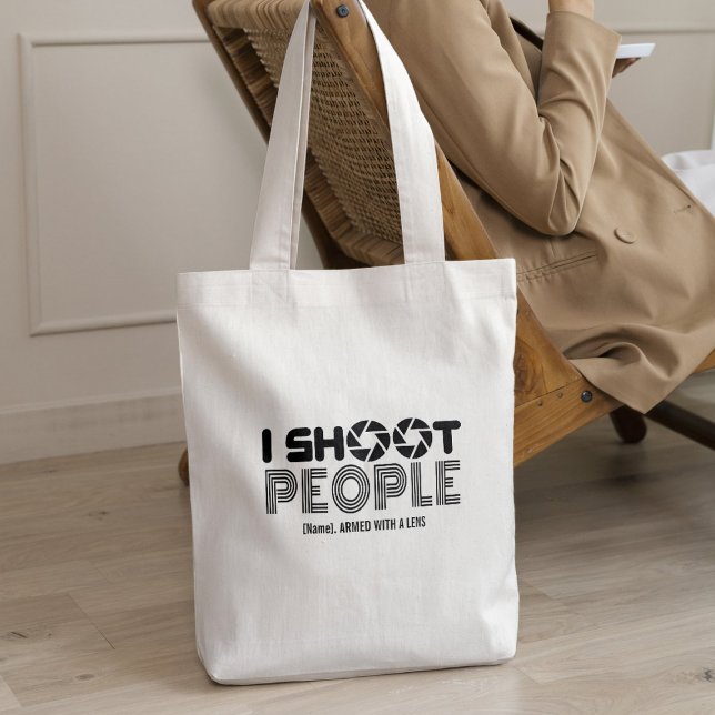 Bolsa Tote I shoot people funny photographer lover quote (Criador carregado)