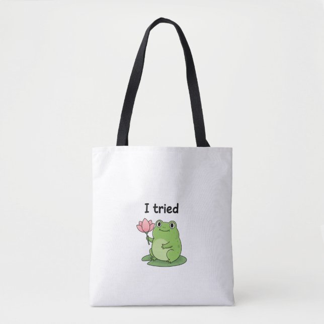 Bolsa Tote "I Tried" Froggy Effort Design (Frente)