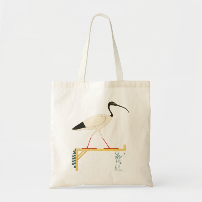 Bolsa Tote Ibis Illustration & Thoth Hieroglyphic T-Shirt (Frente)