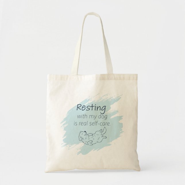 Bolsa Tote Ice Blue Golden Retriever – Resting with My Dog (Frente)