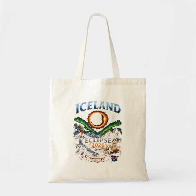 Bolsa Tote Iceland Total Solar Eclipse 2026 Design (Frente)