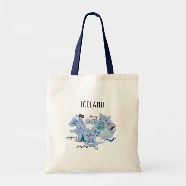 Bolsa Tote Iceland travel map (One-sided print) (Frente)
