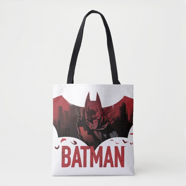 Bolsa Tote Ícone Batman Carmesim Gotham (Frente)