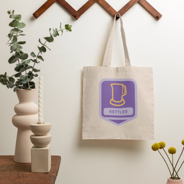 Bolsa Tote Ícone de Kettles Roxo e Amarelo Moderno (Criador carregado)