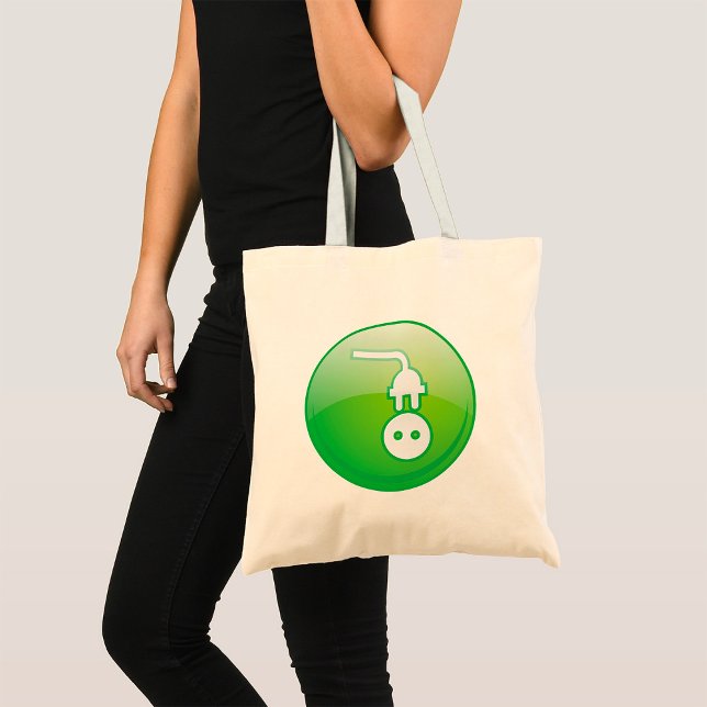 Bolsa Tote Ícone de tomada elétrica verde (Criador carregado)