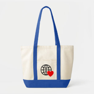 Bolsa Tote Ícone do Globo de Amor Mundial   Coração Terra Des