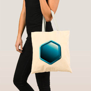 Bolsa Tote Ícone Hexágono Azul Brilhante Geométrico Moderno