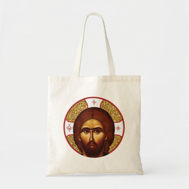 Bolsa Tote Ícone Ortodoxo do Cristo de Jesus Sagrado (Frente)