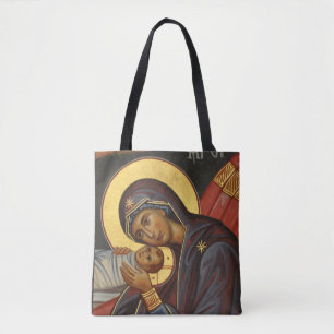 Bolsa Tote Ícone Ortodoxo Editável, Theotokos e Filho Cristo