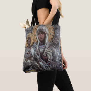 Bolsa Tote Ícone Religioso Virgem Maria de Três Mãos