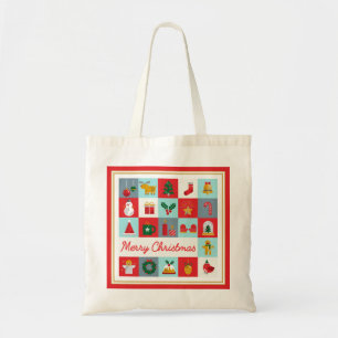 Bolsa Tote Ícones agradáveis do Natal Retron Winter