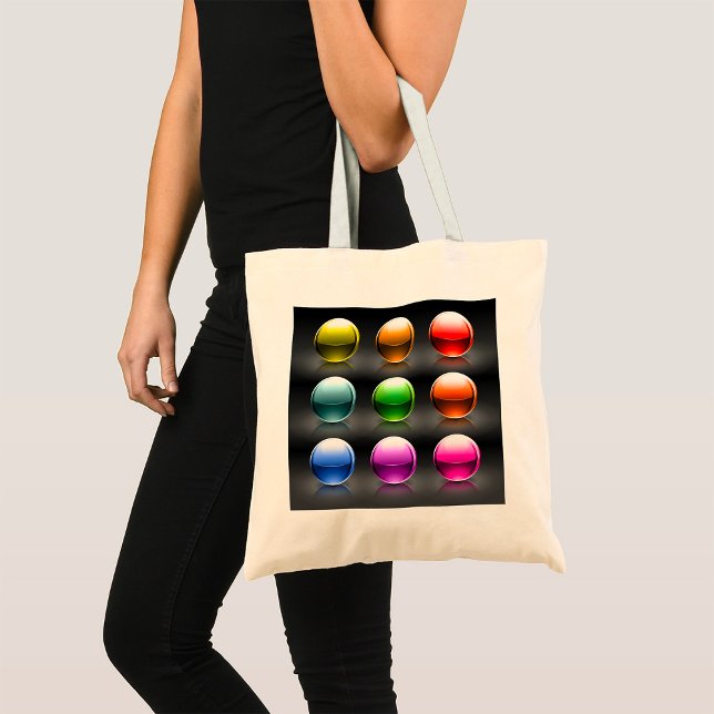 Bolsa Tote Ícones coloridos brilhantes da esfera Abstrato Bal (Criador carregado)