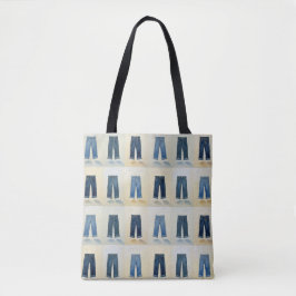 Bolsa Tote Ícones de Índigo Pintura em Arte de Denim Denimhea