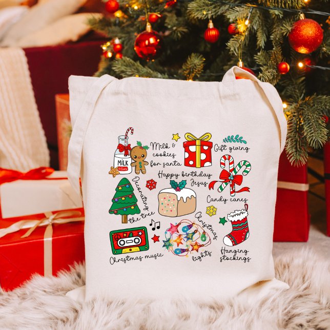 Bolsa Tote Ícones de Natal Folidor Season Festive Cute (Criador carregado)
