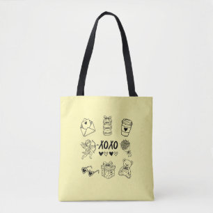 Bolsa Tote Ícones Modernos de São Valentim Desenhados à Mão