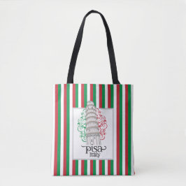 Bolsa Tote Iconic Landmark Pisa Tower with Floral Design