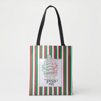 Bolsa Tote Iconic Landmark Pisa Tower with Floral Design