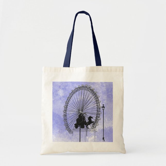 Bolsa Tote Iconic London Attração Caneta e Ink Blue Violet (Frente)