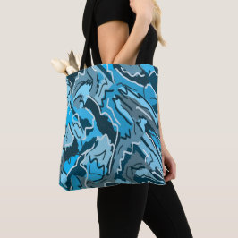 Bolsa Tote Icy Blue Marbled Abstrato