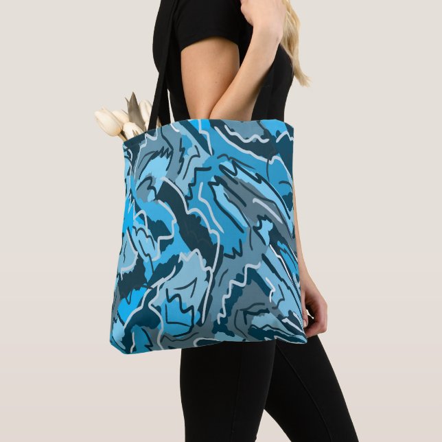 Bolsa Tote Icy Blue Marbled Abstrato (Close Up)