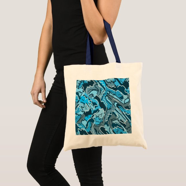 Bolsa Tote Icy Blue Marbled Abstrato (Frente (produto))
