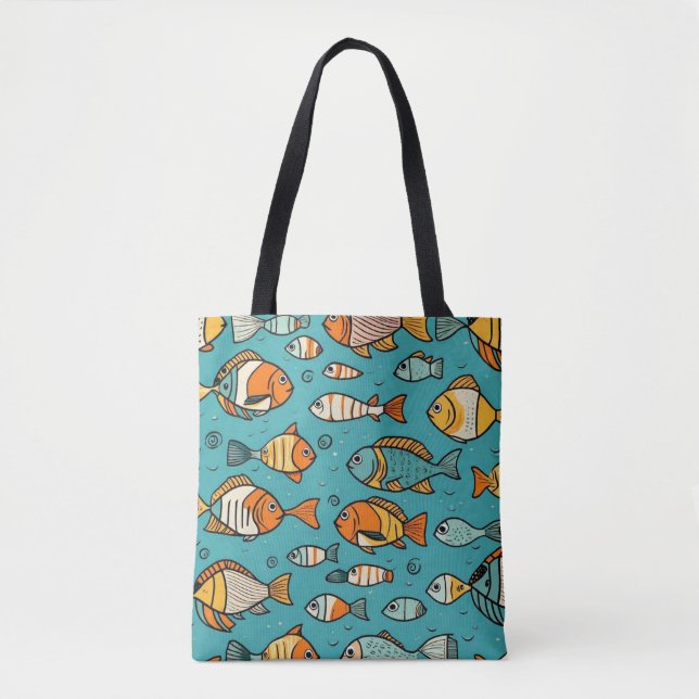 Bolsa Tote Ideias de presentes de padrão de peixe (Frente)