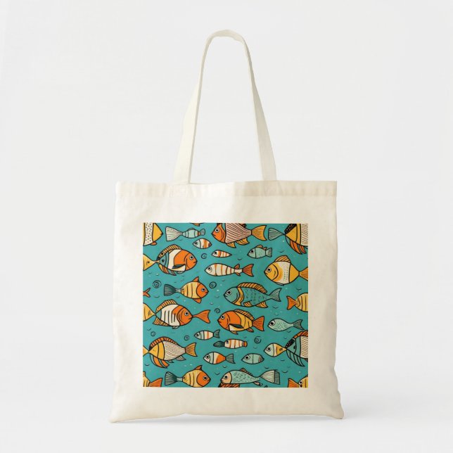 Bolsa Tote Ideias de presentes de padrão de peixe (Frente)