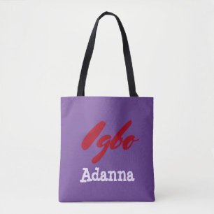 Bolsa Tote Igbo Roxo Tribal e Vermelho