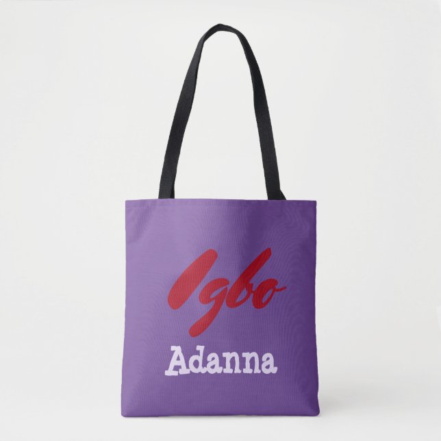Bolsa Tote Igbo Roxo Tribal e Vermelho (Frente)