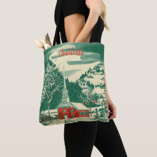 Bolsa Tote Igreja de Natal Vintage, Paisagem de Neve no Inver