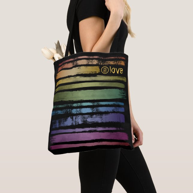 Bolsa Tote Igualdade Amor Pincel Arco-Íris Trave LGBTQ ID656 (Close Up)