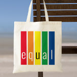 Bolsa Tote Igualdade orgulho gay<br><div class="desc">Este Saco do Orgulho é decorado com listras do arco-íris e a palavra Igual na tipografia da na moda.</div>